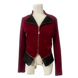Windsor Burgundy Holiday Dream Cropped Faux Suede Jacket Juniors sz Large
